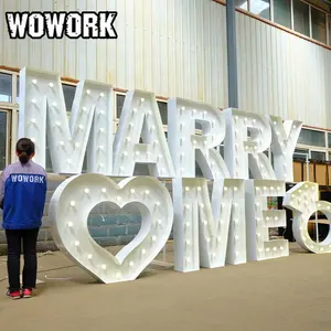 WOWORK wholesale marquee stacked letters 4ft led light backdrop stand two row for wedding decoration