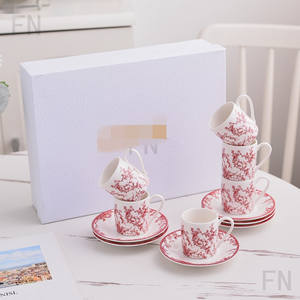 Juego de Té Familiar de Porcelana Fina Serie D, 6 Tazas y 6 Platillos, Juego de Café Turco - Product Image 2