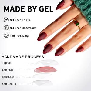 Aillsa Color sólido Brillo Punta <span class=keywords><strong>Uñas</strong></span> francesas Prensa en rojo Negro Rosa Almendra corta Medio <span class=keywords><strong>mate</strong></span> Prensa en <span class=keywords><strong>uñas</strong></span> al por mayor - Product Image 1