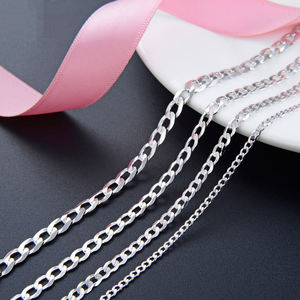 Cadena de Plata de Ley 925 Genuina Hecha en Italia, Duradera con Eslabón Cubano de Talla de Diamante, Gargantilla para Hombres y Mujeres - Product Image 2