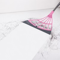 Balai Magique Sans Poils avec Manche Détachable en Acier Inoxydable, Grattoir à Joint à Fixation Serrée, pour Balayer la Poussière, l'Eau et les Cheveux, Idéal pour le Nettoyage Domestique