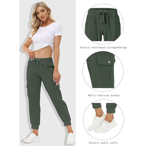 Pantalones Cargo Ligeros para Mujer, de Secado Rápido, para Senderismo, Viajes al Aire Libre, Joggers con Cintura Elástica, Pantalones Deportivos Casuales con Bolsillos con Botones - Product Image 3