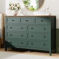 Commode moderne en bois d'ingénierie Tradare à 9 tiroirs avec poignées métalliques, organiseur de rangement large pour chambre et salon