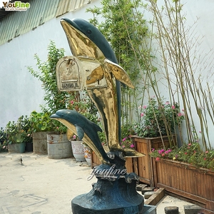 Buzón Decorativo de Lujo para Exteriores, de Bronce Fundido con Forma de Delfín, Buzón de Latón Antiguo con Estatua de Cobre para Decoración de Jardín, Villa o Propiedad - Product Image 6