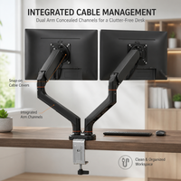 Support de bureau ergonomique à double bras pour moniteur avec ressort à gaz pour postes de travail multi-écrans et stations de jeu
