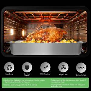 Sartenes para hornear de acero inoxidable de alta resistencia con doble ASA Rectangular para asar pavo y lasaña para hornear en casa - Product Image 4