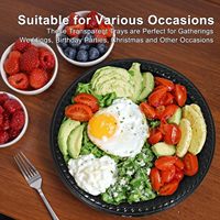 Plateau de service jetable en PET de qualité alimentaire de 12 pouces avec couvercle, transparent, pour restauration, plats à emporter et buffets – Vente en gros