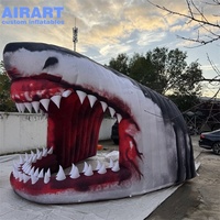 Décoration de fête pour événements de grande taille, tunnel gonflable en forme de requin, tunnel gonflable en forme de requin de grande taille