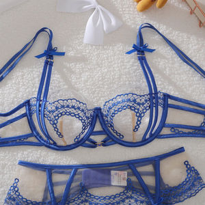Nuovo Set di Lingerie Blu Zaffiro con Ricami Splendenti e Vestibilità Impeccabile, Intimo alla Moda - Product Image 2