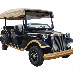 Voiture de tourisme vintage, véhicule électrique rétro classique pour les services de transport dans les zones panoramiques, parcs et stations balnéaires - Product Image 2