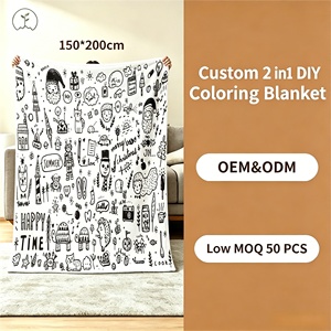Couverture à colorier DIY Joyeux Noël en flanelle douce, à peindre soi-même avec motifs Sourire, Soleil, <span class=keywords><strong>Chat</strong></span>, Tortue, Ampoule, pour la relaxation des adultes - Product Image 1