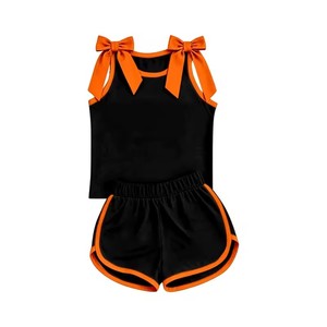 Conjunto de Ropa Casual para Niñas Pequeñas, con Top Corto sin Mangas con Lazo en el Hombro y Detalles en Color, Ropa Deportiva Activa para Niños - Product Image 6