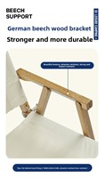 Chaise pliante Kermit en bois de hêtre massif, tissu Oxford, portable, durable, moins de 2,5 kg, pour pique-nique, camping en plein air