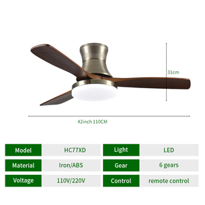 Người hâm mộ Mặt dây chuyền 42 ''gỗ óc chó ba lưỡi đèn chùm LED Đèn quạt trần - Product Image 5