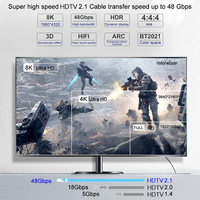 Cable HDMI 2.1 de Ultra Alta Velocidad 8K para Interfaz, 8K60HZ HDTV 4K 144HZ, Cable Adaptador de Video HDR para PC, Laptop, TV Box, PS5