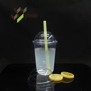 PET U shape cup plastic disposable take away drink milk tea cup with dome lid and flat cover supplier