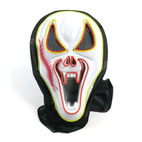 Masque de crâne effrayant en PVC lumineux LED pour Halloween, rechargeable, masque de cosplay effrayant pour les fêtes et les costumes