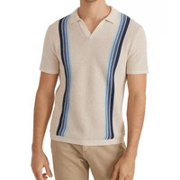Col rabattu printemps été court rayé logo personnalisé manches haute qualité hommes 100 coton t-shirts hommes tricoté Polo