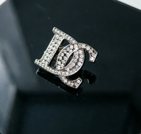 Étiquette Métallique Personnalisée de Luxe avec Strass, Lettres Entrelacées, Plaqué Or, pour Sacs de Créateurs, Vêtements, Chaussures et Accessoires