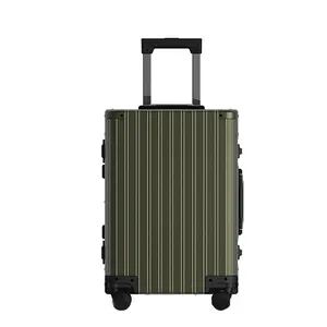 कैरी-ऑन सूटकेस एल्यूमीनियम फ्रेम सामान सेट सूटकेस यात्रा ट्रॉली बड़े आकार का उच्च ग्रेड बिजनेस यात्रा कस्टम पुरुष बैग