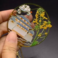 Marcapáginas de Latón Hueco con Colgante de Flor y Cadena, Envío Rápido, Regalo para el Regreso a Clases, Club de Lectura, Recuerdo de Carnaval