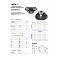 YX16X301 Haut-parleur Woofer 16 pouces 800W pour scène, équipement audio professionnel, système PA stéréo, OEM d'usine