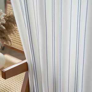 JINCHAN Sustainable Blue Striped <strong>Curtains</strong> Faux Linen Look <strong>Ticking</strong> <strong>Stripe</strong> Light Filtering Window Drapes - Product Image 2