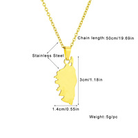 Acier inoxydable France Corse Île Carte Chaîne Collier Plaqué Or 18K Émail La Corse Drapeau Carte Korsika Pendentif Chaîne Collier
