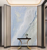 Dalle de marbre bleu brésilien de luxe pierre de Celeste polie pour cuisine moderne pour mur de table d'îlot de comptoir en intérieur