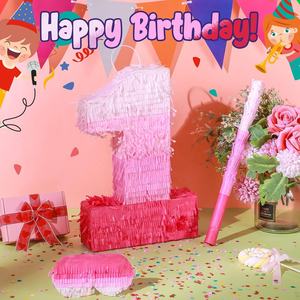 Cumpleaños Baby Shower Aniversario Fiesta Decoraciones Número Piñata Cumpleaños Piñata Gradiente <span class=keywords><strong>Rosa</strong></span> Piñata con Stick Blindfold - Product Image 3