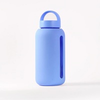 Bouteille d'eau potable en verre borosilicate de haute qualité, à large ouverture, sans BPA, étanche, fabriquée à la main, avec manchon en silicone, 800 ml