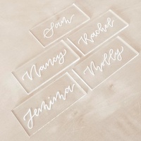 Plaques d'escorte blanches transparentes personnalisées, cartes nominatives en acrylique transparent, cartes de place pour mariage