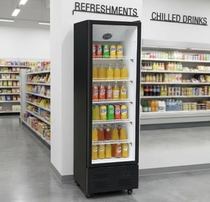Réfrigérateur commercial vertical à double température avec porte vitrée et contrôle numérique de la température, vitrine de présentation de boissons - Product Image 5