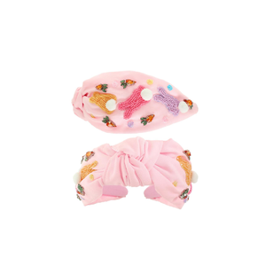 Diadema de conejito de Pascua de terciopelo con cuentas de semillas cosidas a mano de lujo de alta calidad, diadema bonita de moda para mujer - Product Image 1