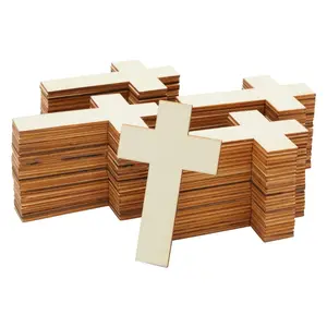 Unfinished Wooden Crosses for Crafts bulk Wooden Cross Ornaments for Church Communion Easter Tree