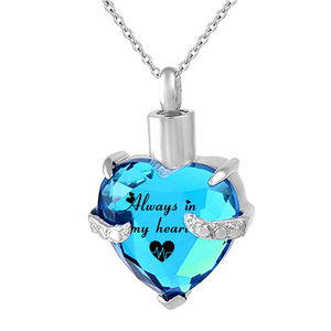 Joyas de cremación 12 piezas Piedra de nacimiento Cenizas de cristal Colgante Urna Corazón Memorial - Siempre en <span class=keywords><strong>mi</strong></span> corazón - Product Image 1
