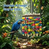 Jouet à mâcher pour perroquet, robuste et facile à nettoyer, blocs de bois comestibles aux couleurs naturelles vives, grand accessoire de cage pour oiseaux