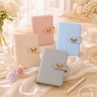 Yihe Wholesale A6 Vegan PU Leather Bow Budget Binder As 6-Ring Cash Stuffing Envelope Organizer Planner for Women