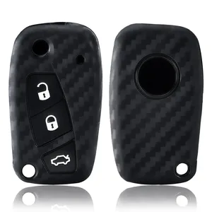 Housse de protection en silicone pour clé de voiture, en fibre de carbone, pour Fiat Grande Punto Panda Dot Streetka, pour <span class=keywords><strong>Ford</strong></span> KA - Product Image 1