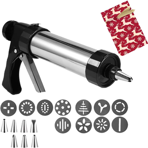 <span class=keywords><strong>Kit</strong></span> <span class=keywords><strong>de</strong></span> presse à biscuits en acier inoxydable pour la pâtisserie avec 13 disques et 8 embouts pour la création <span class=keywords><strong>de</strong></span> biscuits Spritz - Product Image 3