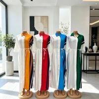 Neue Großhandels-Muslimische Robe für den Nahen Osten Modisches Lässiges Langarm-Kleid mit V-Ausschnitt