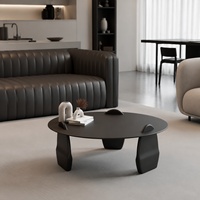 Minimalistischer Runder Couchtisch aus Mattglas mit Kreativem Gestell, Hochwertiger Kleiner Wohnungs-Couchtisch