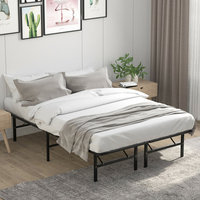 Kainice Moderne Queens Taille Tubulaire En Acier Auberge Pliable En Métal Cadres De Lit Espace De Stockage Base De Lit École Chambre Appartement