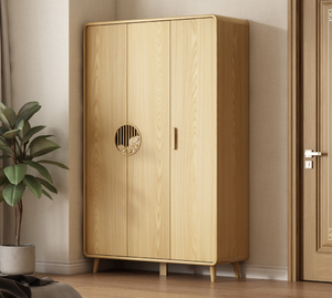 Tủ quần áo tủ quần áo với ngăn kéo và cửa ra vào phòng ngủ tủ quần áo bằng gỗ với kệ và thanh treo ẩn xử lý hiện đại và đơn giản - Product Image 2