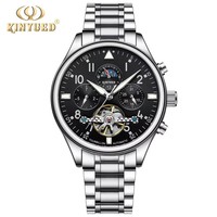 Montre mécanique automatique pour homme KINYUED J-125, bracelet en acier inoxydable, résistante à l'eau 3BAR, affichage lumineux