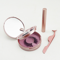Trousse de maquillage avec miroir vide deux couches boîte à cils faux cils boîte de rangement de maquillage coquille brillant dans le noir emballage noir