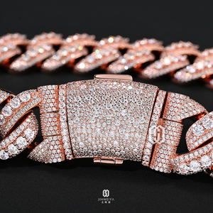Collier Chunky pour Homme, Chaîne Cubaine Solide Hip Hop 24mm, Plaqué Or Rose, avec Zircons, Grand Modèle à Maillons Épais - Product Image 3