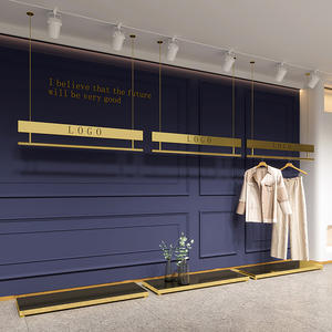 Soporte de ropa bonito de alta calidad, Riel de ropa de Metal, estante de exhibición de ropa montado en el techo montado en la pared <span class=keywords><strong>para</strong></span> tienda Boutique - Product Image 4