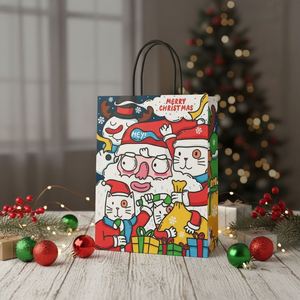 Customized <b>Christmas</b> Boutique Paper <b>Bag</b> with Twisted Handle for Eco-friendly Kraft Paper <b>Bags</b> Used As <b>Christmas</b> Holiday <b>Gifts</b> - Product Image 2