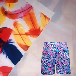Custom impresso swimwear macio impermeável poliéster/nylon esportes tecido têxtil para shorts